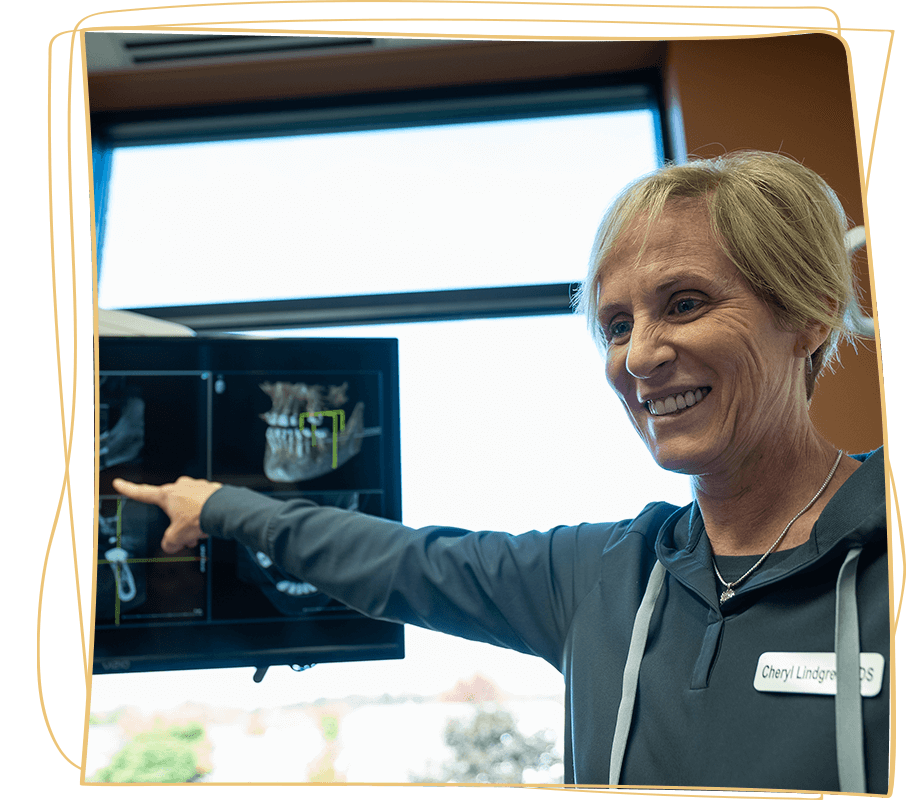 dr points to screen explains