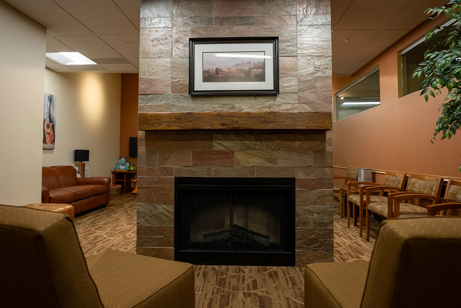 fireplace waiting area